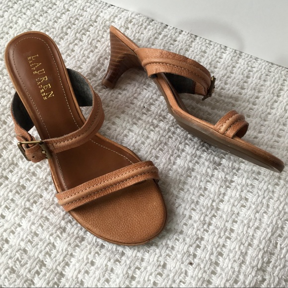 Ralph Lauren Shoes - Ralph Lauren leather strap pony heel slide sandals